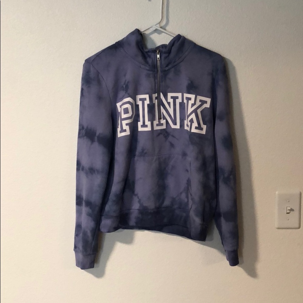 Purple tie dyed pull over 3/4 zip PINK